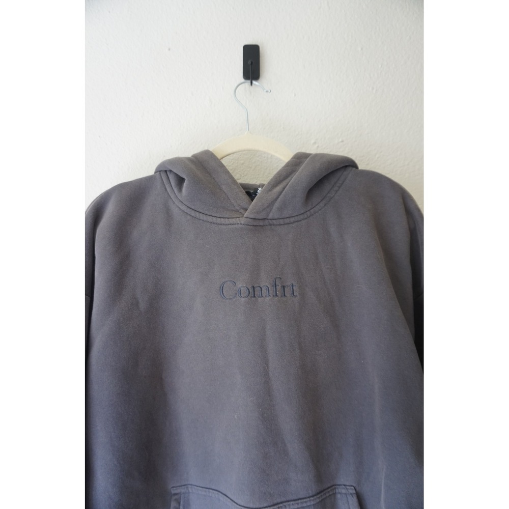 Comfrt Signature Hoodie Cotton Blend Oversized Streetwear Charcoal Gray sz Large - Picture 2 of 5
